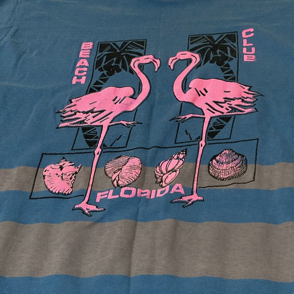 Vtg 80s 90s Flamingo T Shirt Dress One Size Fits All Vacation Single Stitch - Picture 2 of 11